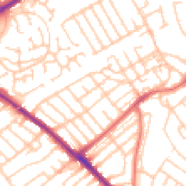 Daytime road noise heatmap for NE25 8EP