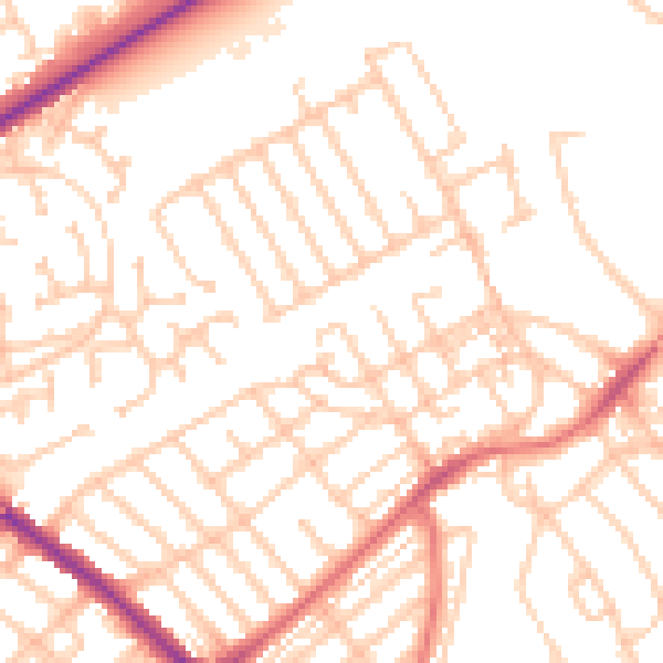 Daytime road noise heatmap for NE25 8EQ