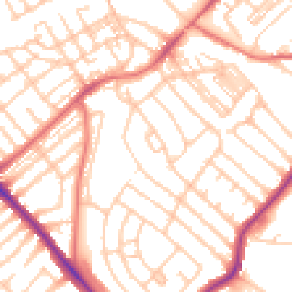 Daytime road noise heatmap for NE25 8JL