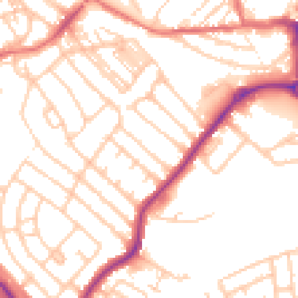 Daytime road noise heatmap for NE25 8JX