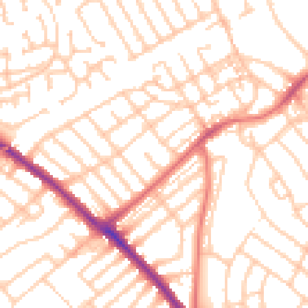 Daytime road noise heatmap for NE25 8LP