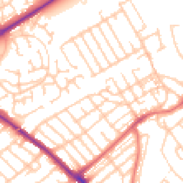 Daytime road noise heatmap for NE25 8LY