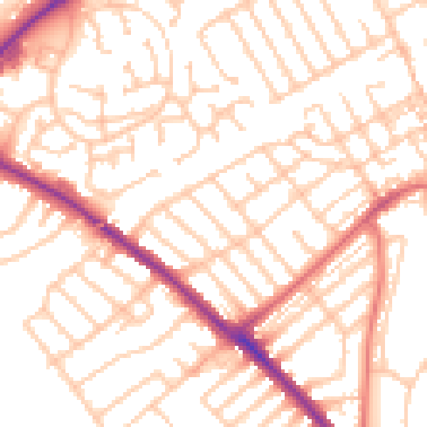 Daytime road noise heatmap for NE25 8NA