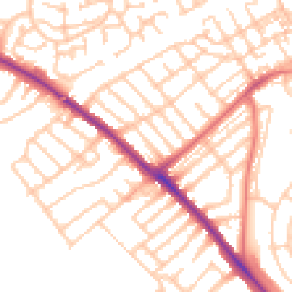 Daytime road noise heatmap for NE25 8NP