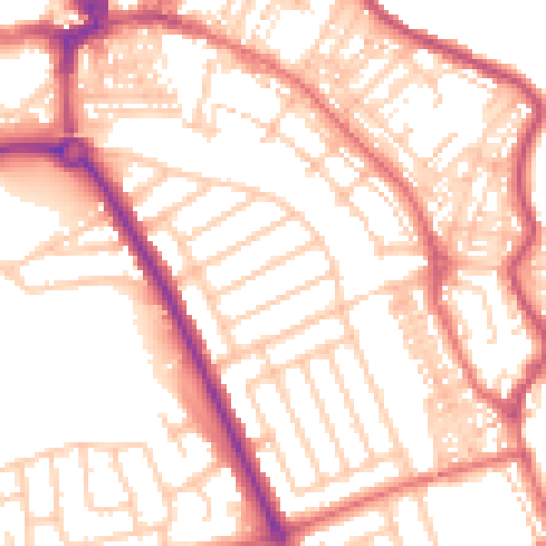 Daytime road noise heatmap for NE25 8PY