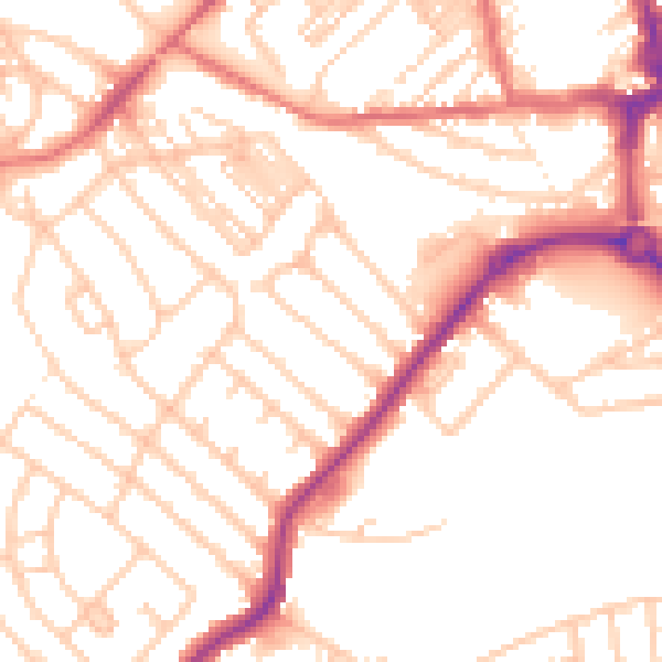 Daytime road noise heatmap for NE25 8RR