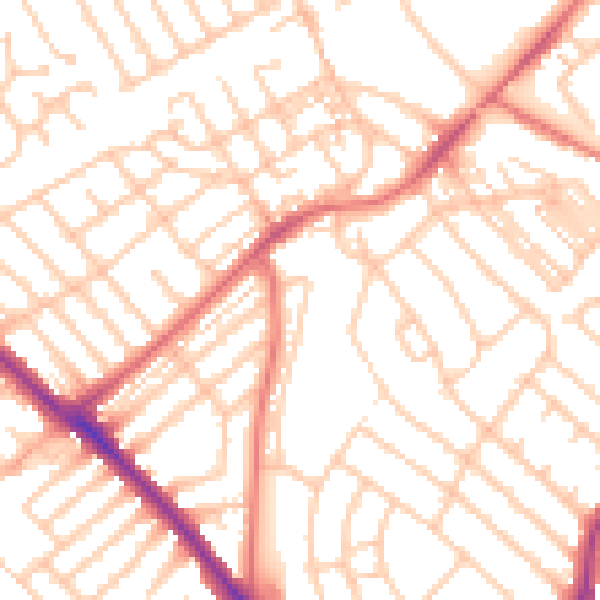 Daytime road noise heatmap for NE25 8ST
