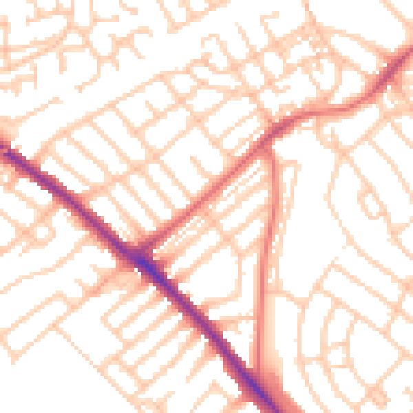Daytime road noise heatmap for NE25 8TB