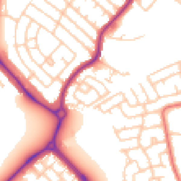 Daytime road noise heatmap for NE25 8UR