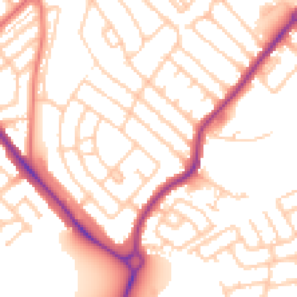 Daytime road noise heatmap for NE25 8UY