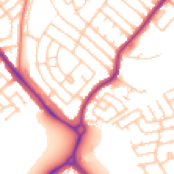 Daytime road noise heatmap for NE25 8UZ
