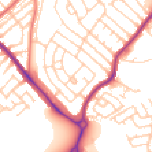Daytime road noise heatmap for NE25 8XH