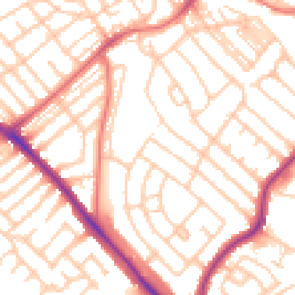 Daytime road noise heatmap for NE25 8XS