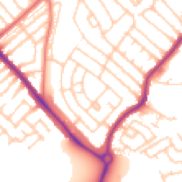 Daytime road noise heatmap for NE25 8XW