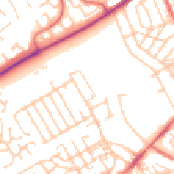 Daytime road noise heatmap for NE25 9AX