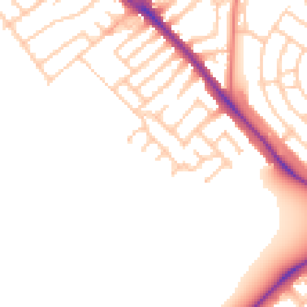 Daytime road noise heatmap for NE25 9AZ