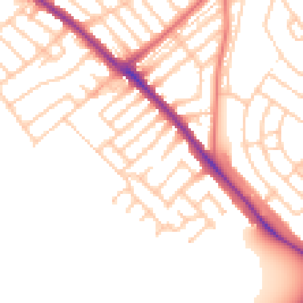 Daytime road noise heatmap for NE25 9DN