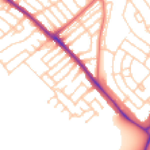 Daytime road noise heatmap for NE25 9DP