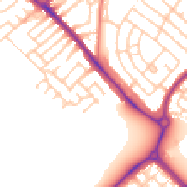 Daytime road noise heatmap for NE25 9DX