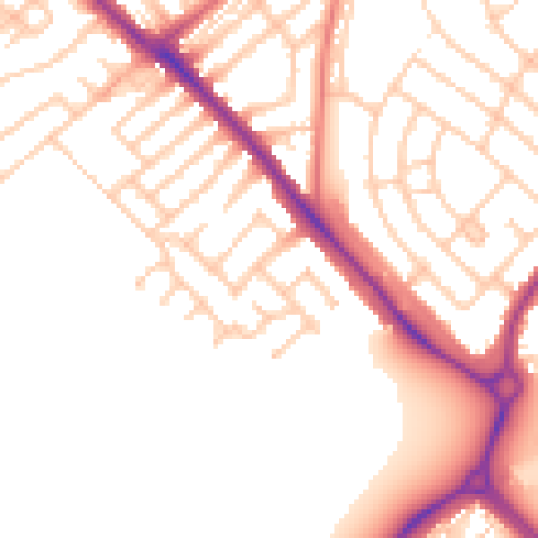Daytime road noise heatmap for NE25 9DZ