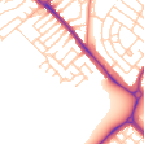 Daytime road noise heatmap for NE25 9EE