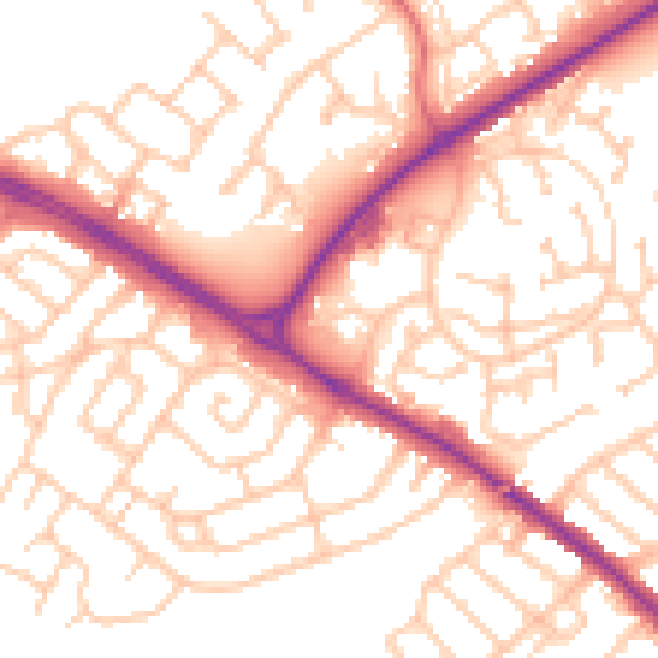 Daytime road noise heatmap for NE25 9EZ