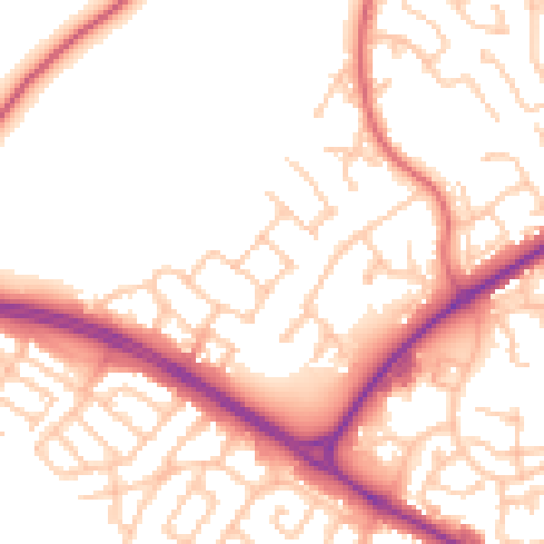 Daytime road noise heatmap for NE25 9GH