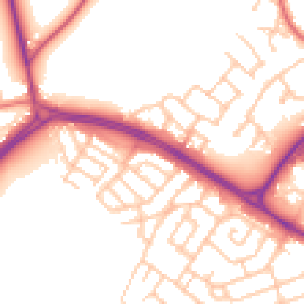 Daytime road noise heatmap for NE25 9HB