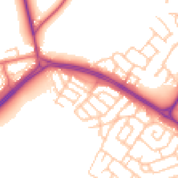 Daytime road noise heatmap for NE25 9HE