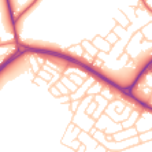 Daytime road noise heatmap for NE25 9HF