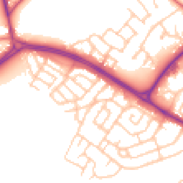 Daytime road noise heatmap for NE25 9HG