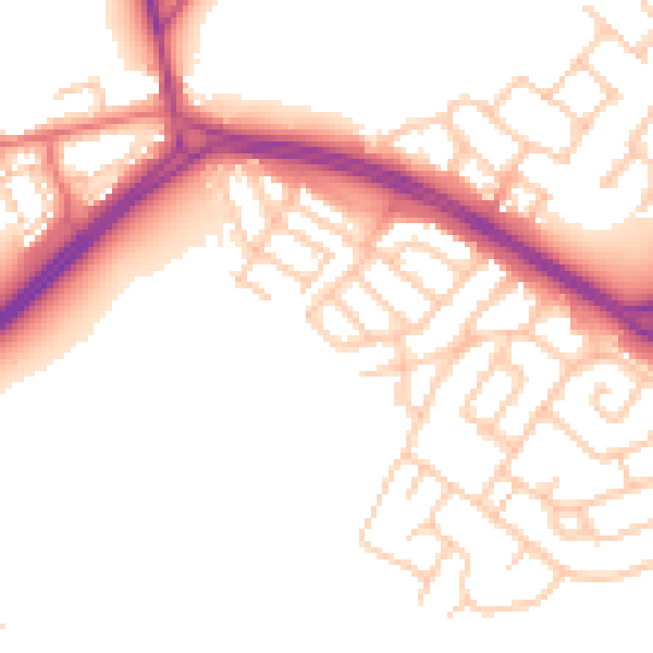 Daytime road noise heatmap for NE25 9HH
