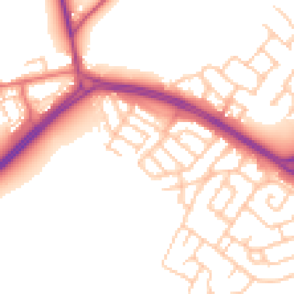 Daytime road noise heatmap for NE25 9HJ