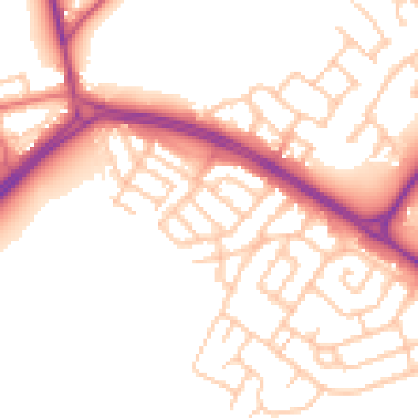 Daytime road noise heatmap for NE25 9HN