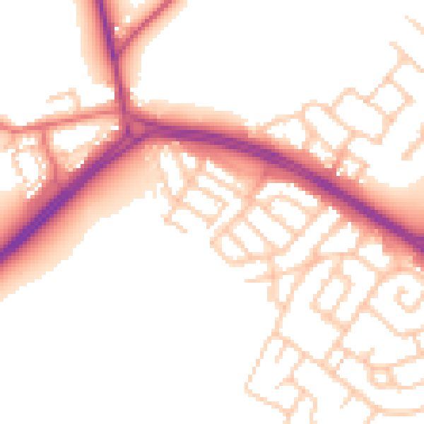 Daytime road noise heatmap for NE25 9HP