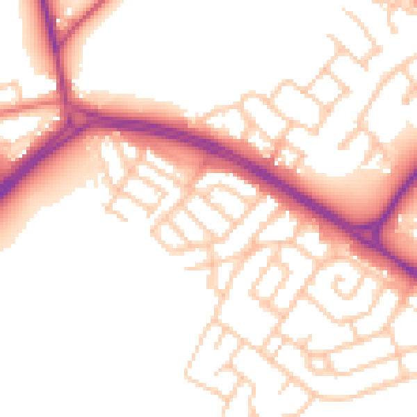 Daytime road noise heatmap for NE25 9HW