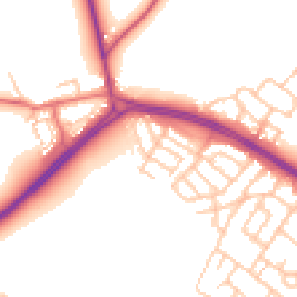 Daytime road noise heatmap for NE25 9JD