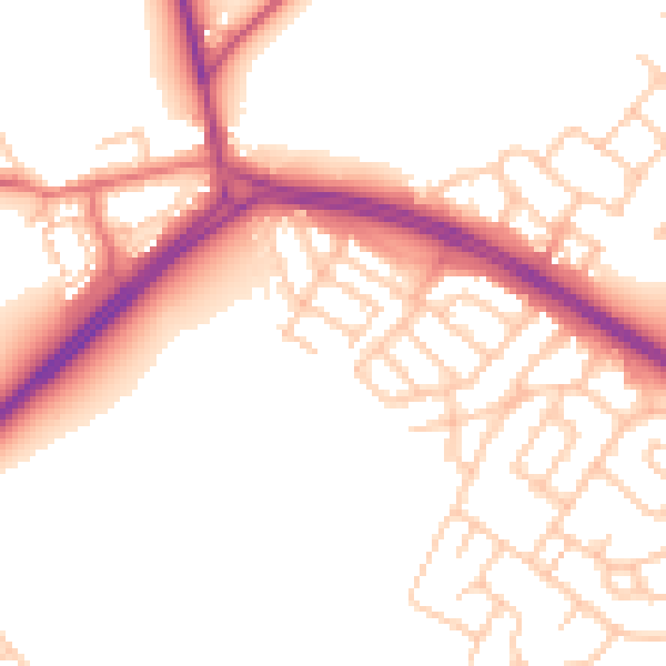 Daytime road noise heatmap for NE25 9JF
