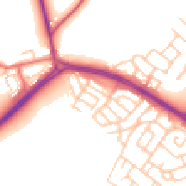 Daytime road noise heatmap for NE25 9JG