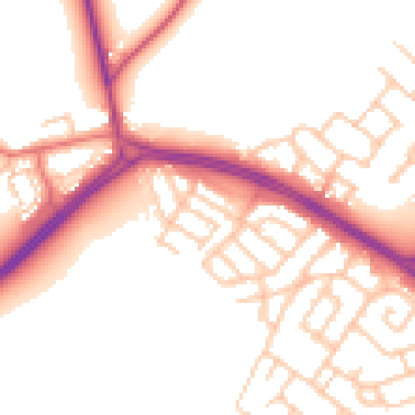 Daytime road noise heatmap for NE25 9JH