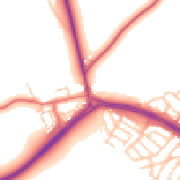 Daytime road noise heatmap for NE25 9JP
