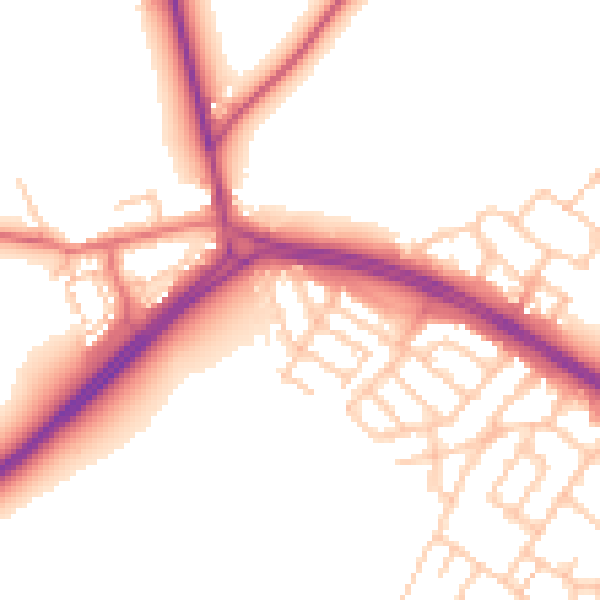 Daytime road noise heatmap for NE25 9JQ