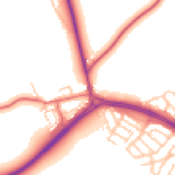 Daytime road noise heatmap for NE25 9JS
