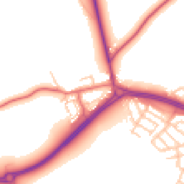 Daytime road noise heatmap for NE25 9JU