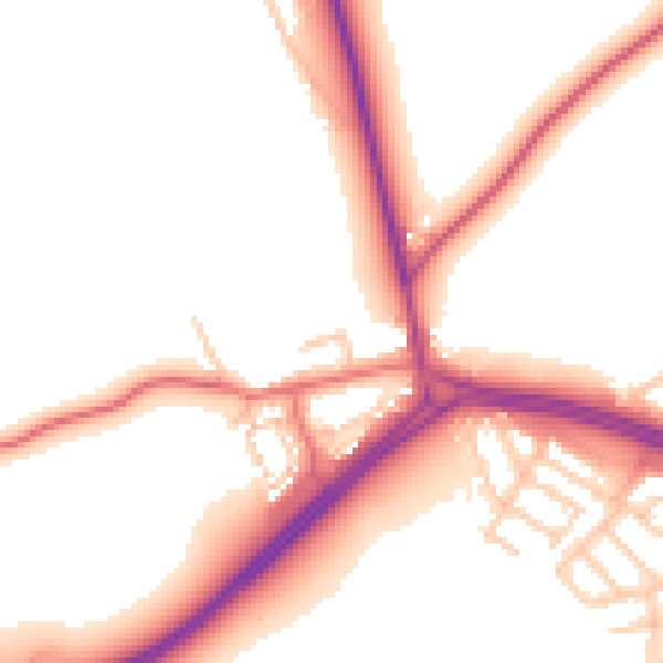 Daytime road noise heatmap for NE25 9JY