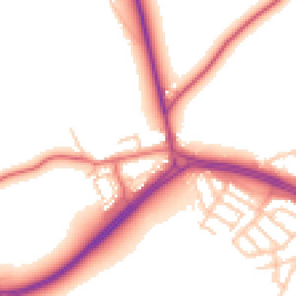 Daytime road noise heatmap for NE25 9JZ