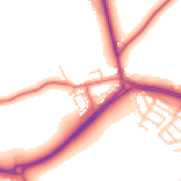 Daytime road noise heatmap for NE25 9LG