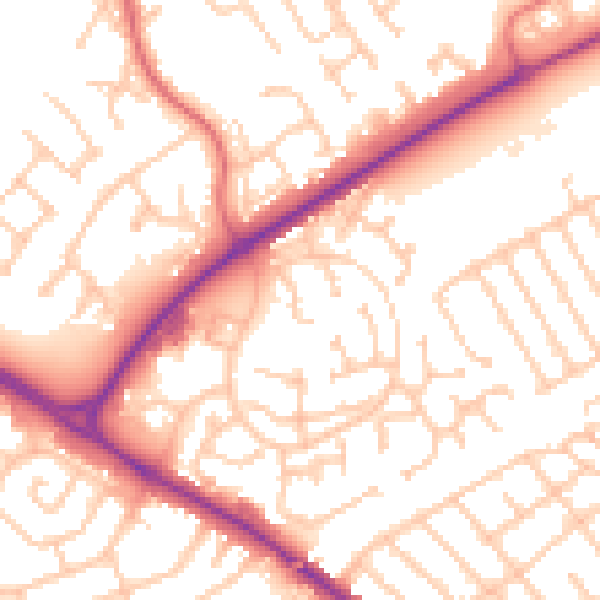 Daytime road noise heatmap for NE25 9LN