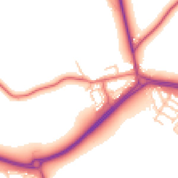 Daytime road noise heatmap for NE25 9LP