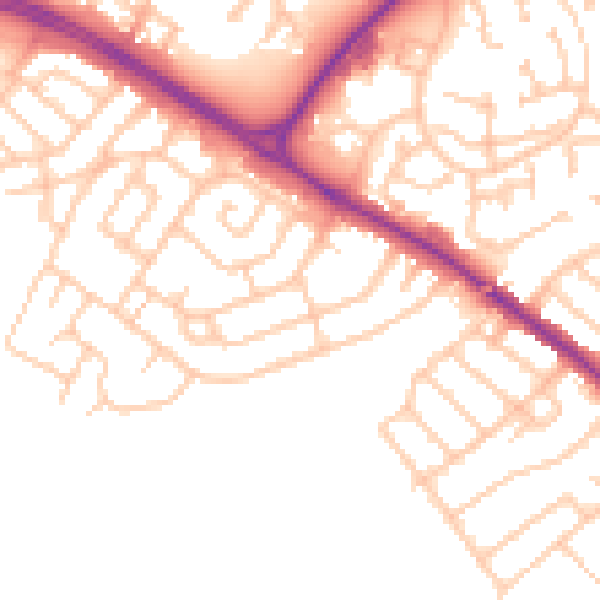 Daytime road noise heatmap for NE25 9NJ